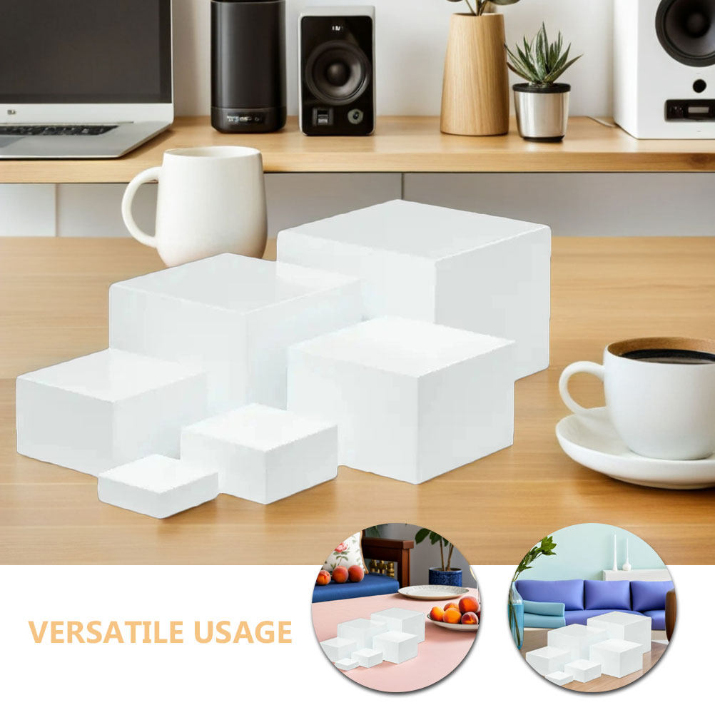6Pcs Minimalist White Plastic  - Display Risers Set incelemesi ve fiyatı
