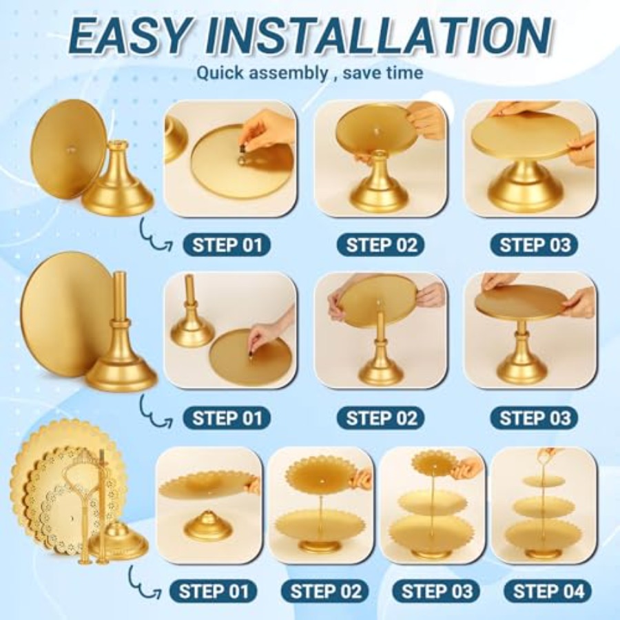 Metal Gold Dessert Table Displ - Display Risers Set incelemesi ve fiyatı