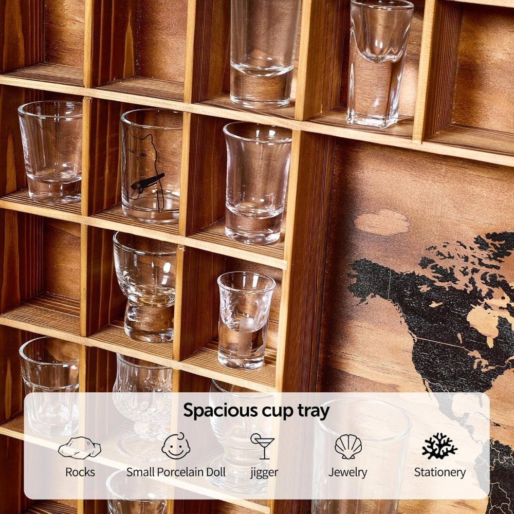 Large World Map Shot Glass Dis - Display Case Acrylic incelemesi ve fiyatı